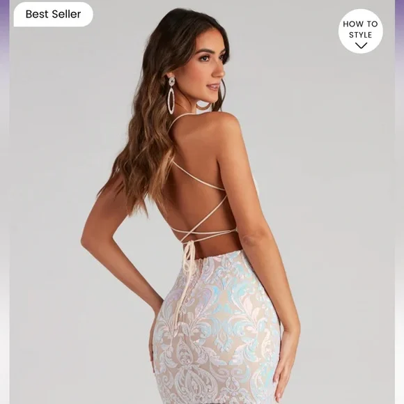 Windsor | Dresses | White Sequin Dress From Windsor Brand New With Tags  Size Large | Poshmark
